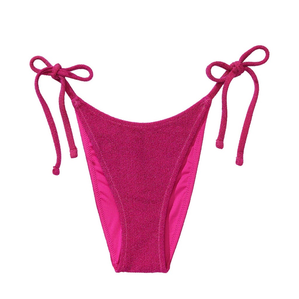 VS Brazilian Fuschia Pink Shimmer Side-Tie Bikini Bottom Small